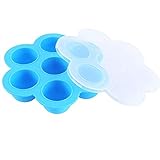 Fácil de Usar: La silicona bebé comida molde redonda ancha y la base de la bandeja resistente pueden liberar fácilmente cada parte, no más dedos retorcidos y doloridos y no agrietados / rotos como frascos de vidrio.Tanto la bandeja como la tapa son seguras para usar en el congelador, horno ( 460 ° F), microondas y lavavajillas.