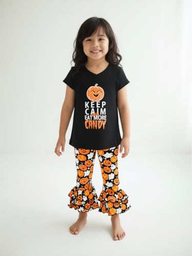 Image of Unique Baby 2 Piece Girls Double Ruffle Leggings and Short Sleeve Shirt Clothes Set Kid and Toddler Girl Outfit