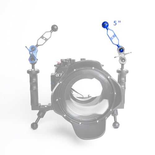 Image of Blue 5 inch Underwater Aluminum Alloy Extension Arm (2-Pack) - Dual Ball System with 1 inch Head Connector, Waterproof & Rustproof for Diving Camera Tray /Strobe /Video Light, Scuba Photography Gear