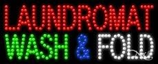 LED Laundromat Wash & Fold Sign for Business Displays | Horizontal Electronic Light Up Sign for Business | 11"H x 27"W x 1"D