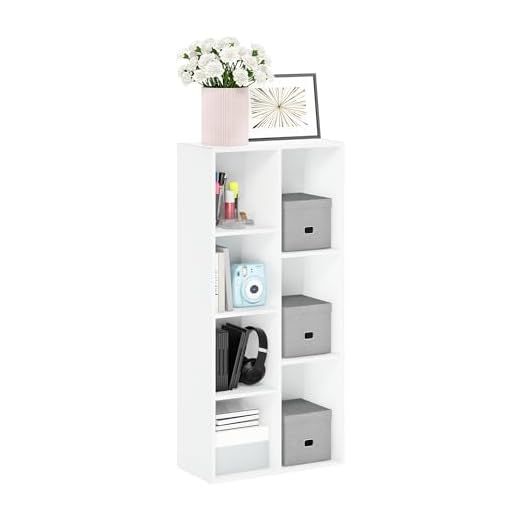 Furinno Luder Bookcase / Book / Storage , 7-Cube, White