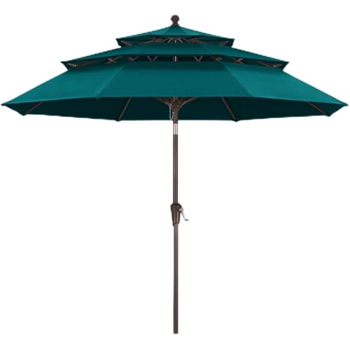 Image of MASTERCANOPY 9ft 3-Tier Olefin Patio Umbrella, Turquoise