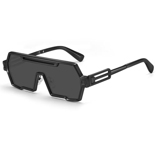 Dollger Retro Steampunk Sunglasses Men Trendy One Piece Irregular Metal Sunglasses