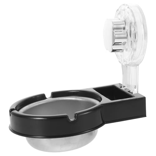 HINTRMENT Cenicero de Pared para Baño y Cocina Negro con Ventosa, Resistente a Altas Temperaturas, Diseño Moderno y Minimalista, sin Necesidad de Taladro