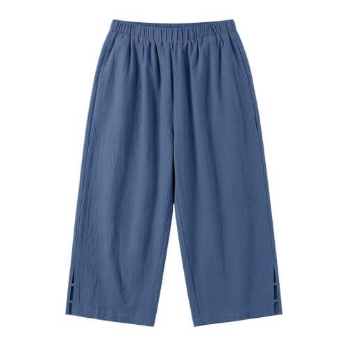 Pantalon capri d'été léger pour femme en coton lin 3/4 - 6
