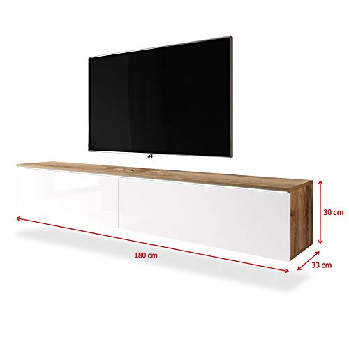 Selsey-Kane-Mueble-TV-FlotanteMesa-TVMueble-para-SalonMueble-TV-Suspendido-180-cm-sin-LED-Roble-DoradoBlanco-Brillante