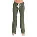 Kenvina Womens Wide Leg Casual Pants High Waisted Lounge Pants Comfy Business Work Pants Pj Loungewear with Pockets（2-Army Green,Small）