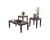 Ashley Furniture Signature Design - North Shore Occasional Table Set - End Tables and Coffee Table - 3 Piece - Rectangular - Dark Brown with Faux Marble Top