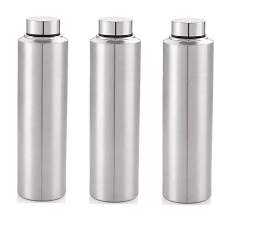 Image of Kalashh Stainless Steel Water Bottle - 500 ML, Fridge Water Bottles, Set of 3, Leak-Proof, Rust-Free Steel Bottle, Easy Grip, Easy to Carry, Travel Bottle - Silver