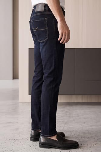 Image of Louis Philippe Men's Smart Fit Stretch Fabric for Comfort Premium Wash Aesthetic Authentic Twill and Durable Jeans