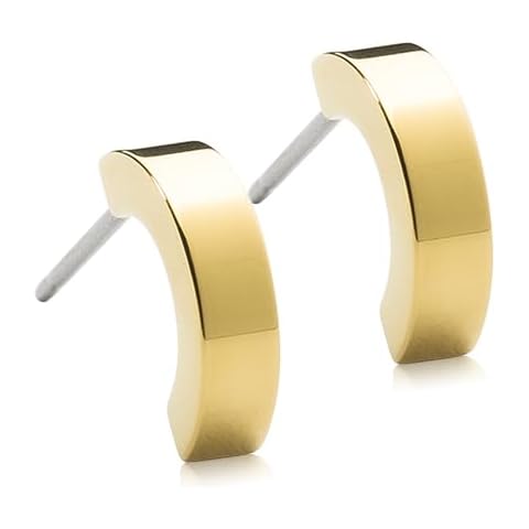 Blomdahl | Hypoallergenic | Golden Titanium Plain Curved Pendant Earrings | Best Choice For Sensitive Ears Cover
