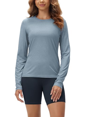 Image of ODODOS Women's Long Sleeve T-Shirt - Ultra Soft odSTRATUM Tech Performance Top UPF 50+ Breathable Crew Neck Pullover