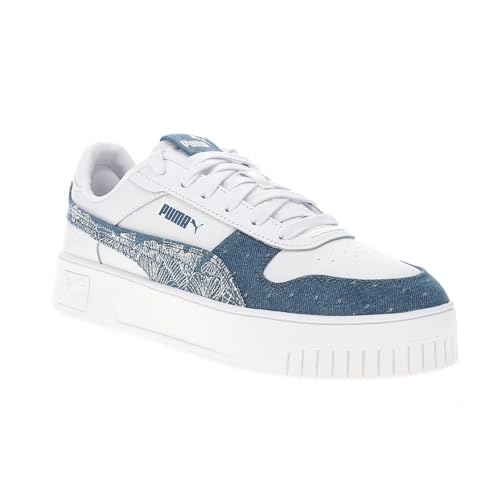 PUMA Womens Carina Street Denim Graphic Lace Up Sneakers Shoes Casual - White2