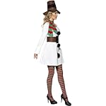 Smiffys Disfraz de Miss muñeco de nieve para mujer, color blanco con vestido, sombrero, bufanda y cinturón