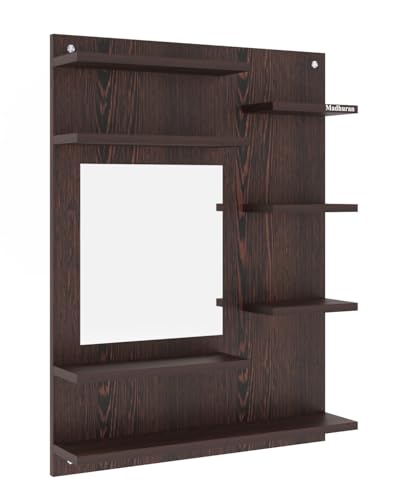 Image of Madhuran Ricco Engineered Wood Wall Mounted Dressing Table (Wenge Finish) Living Room Bedroom Bathroom Furniture Washbasin Accessories Decorative Craft