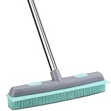 Pet Carpet Hair Rubber Broom with 49inch Long Handle, Portable Detailing Lint Remover, Soft Push Broom for Fluff Carpet, Hardwood, Tile, Window