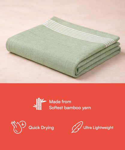 Image of Thirsty Towel, Bamboo Towels for Bath, Super Soft Slub Towel & High Absorbency Towels, Light Weight, & Quick Dry Towels for Bath Large Size, Towel for Bath Men, Women & Kids (Pack of 1 - Tendril)