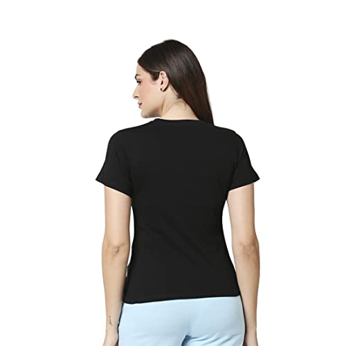 Image of Bewakoof Women's Printed Black Lounge T-Shirt