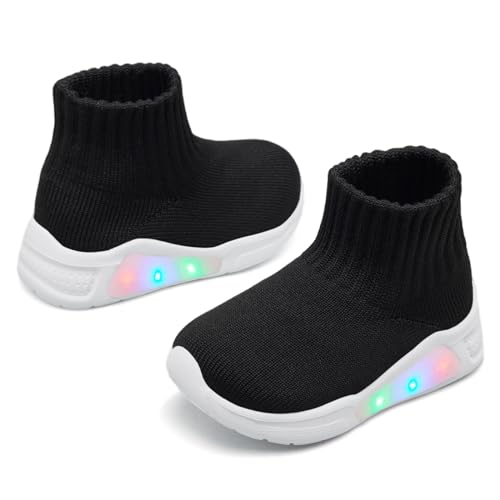 MORENDL Toddler Light Up Walking Shoes Baby Non-Slip Sock Shoes Toddler Slip On Sneakers Boys & Girls4