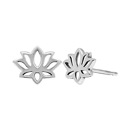 Boma Jewelry Sterling Silver Lotus Blossom Flower Stud Earrings2