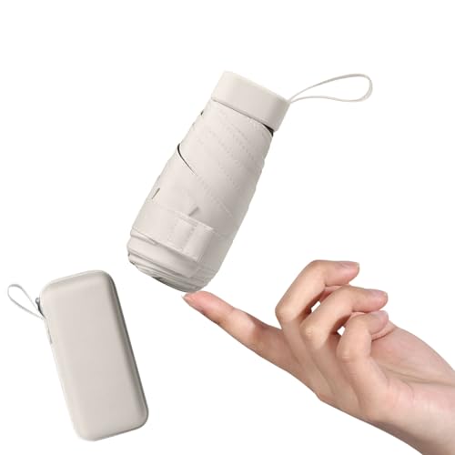 Mayoii Mini Umbrella with UPF50+ Protection, Lightweight Compact Umbrella for Women and Kids, Portable UV Parasol with Storage Box, 6Ribbed Small Parachute for Women Handbag Size