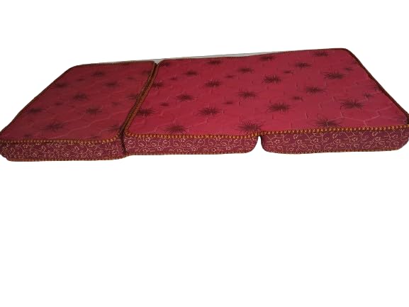 red 3 fold tri folding medium foam 4 inch thickness floor light weight foldable movable cot mattress (mattress 4 inch single bed)