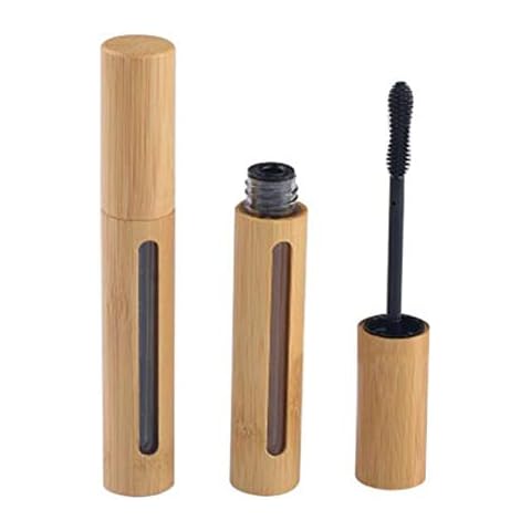 2Pcs 6ml Bamboo Mascara Tube Bottles Refillable Empty Eyelash Container Vials with Eyelash Wand and Plug for Eyelash Growth Oil DIY Mascara Travel Bottles Makeup Beauty Tools Cover