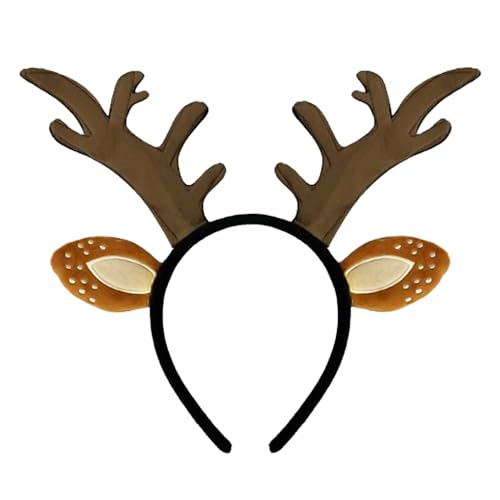 KRYMSON 1 schattige gewei-hoofdband, rendiergewei-haarspeld, bruine gewei, kerst-rendiergewei-hoofdband, geschikt voor carnaval, Kerstmis, maskerade