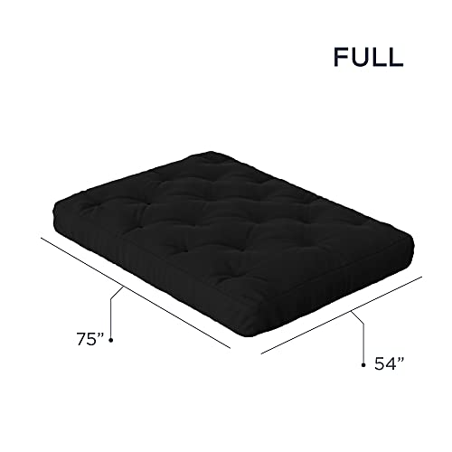 Royal Sleep Products by The Futon Factory 6 inch Memory Foam Futon Mattress - Solid Black Cover - Full Size - CertiPUR Certified Foams - Made in USA - (Frame not Included)