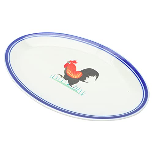 BRIGHTFUFU Rooster Fish Plate Creative Holder Enamel Steamed Dish Dinnerware Multi-purpose Easy to Clean
