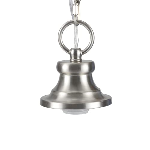 Image of Aspen Creative 21048-21, Indoor Pendant Light Kit, 6' SPT-1 Silver Wire / 5' Steel Chain. Socket Cup:4 inch W x 2-3 /8 inch H. Suitable:18 inch D. to 20 inch D. Pendant Shade. Satin Nickel.1 Pack
