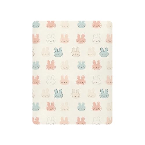Image of Rabbit Face Pattern Crib Sheets Stretchy Portable Sheets for Baby Toddler Breathable Soft Crib Mattress Sheet for Girls Boys
