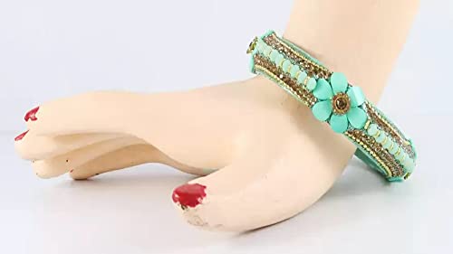 Image of NMII Viral Multi Colour Glass Bangles with Golden Ghungroo Charms & Stone Work For Women & Girls | Fancy Designer Glass Bangle | Traditional Chudi | Kanch Ki Churi | Stylish Ghungroo Bangle For Women