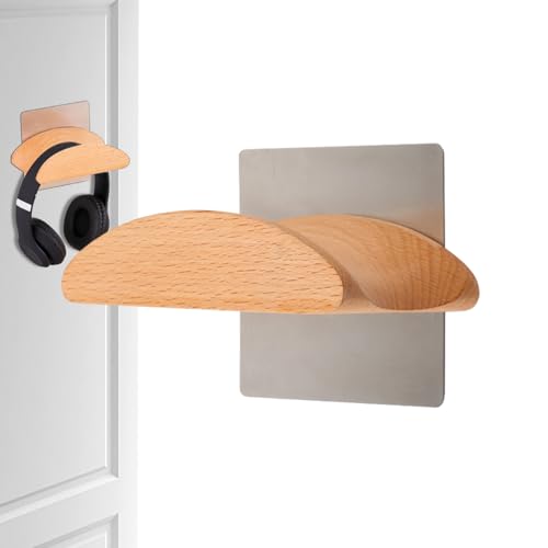 Klebehalterung für Kopfhörer – Helm-Wandhalterung aus Holz | Schwere Schreibtisch-Halterung Zubehör Helmhalterung – Klemmhaken unter dem Schreibtisch spart Platz für die...