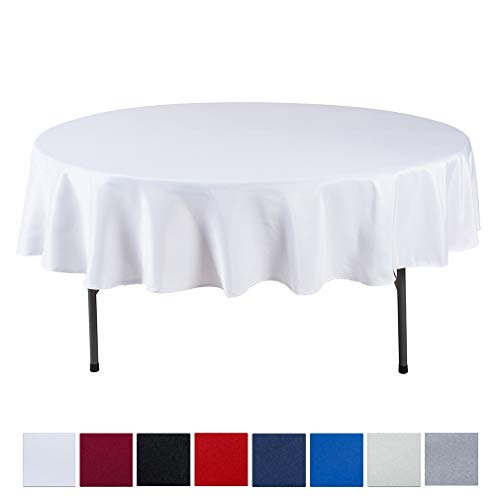 Nappe ronde blanche 275cm polyester COMVIP anti-plis pour fête