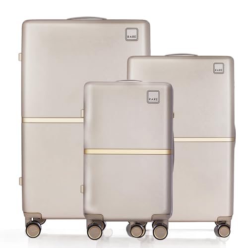 Image of Rare Tony 3Pc Set Beige Hard Trolley Bag Polycarbonate Antiscratch Travel Suitcase with 8 Silent Wheels and a Sturdy TSA Lock - Luggage for Men & Women