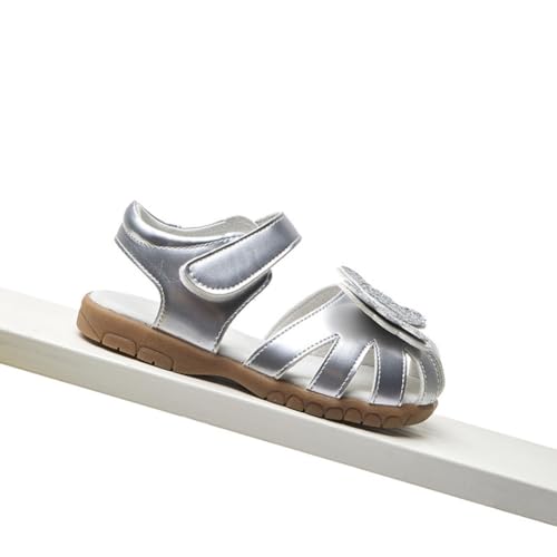 Girls Genuine Leather Soft Closed Toe Bow Princess Flat Shoes Summer Sandals (Toddler/Little Kid)3