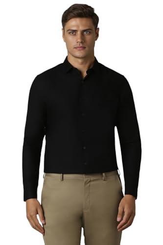 Image of Louis Philippe Men's Cotton Slim Fit Textured All Day Comfort Formal Shirt