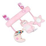 Hohopeti 音楽付き ラトル玩具 用 かわいいクマデザイン 吊り下げ式 イン トトイ 新生児向け 女の子 男の子 用 月と星の形 楽器機能 手触りの良いプラッシュ素材