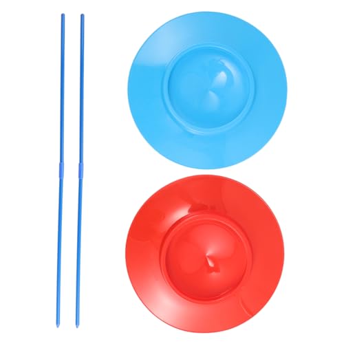 HONITANO 2pcs Colorful Circus Juggling Plates Sticks for Kids and Adults, Spinning Skill Juggling Toy Set for Party Entertainment and Circus Performances