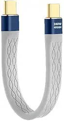 Cabo USB 4 tipo C para C 0,1 m, carregamento rápido PD de 240 W, certificação Thunderbolt 4 de transferência de dados de 40 Gbps, vídeo 8K a 60Hz, compatível com MacBook Pro, iPad Pro, iPhone 15 e