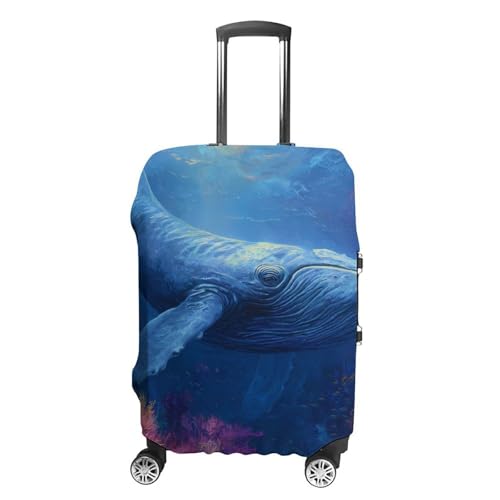 Blue Whale Swimming Coral Reefs Ocean Luggage Covers Washable Travel Suitcase Cover Elastic Baggage Protector