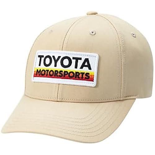 Toyota Motorsports Baseball Cap, Tan Cotton with Logo Patch, Adjustable Velcro Closure