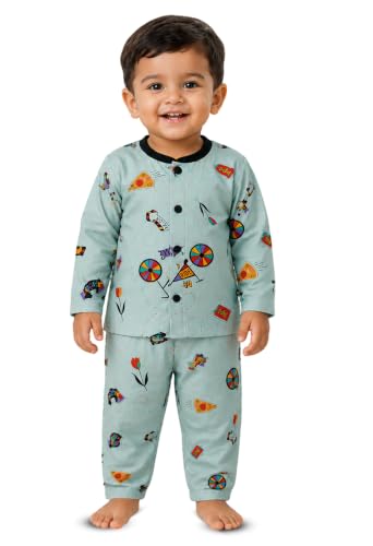 Image of 3BROS BodySuit /Dress for Boys /Girls Full Pajama & Casual Full Sleeves Night Suit Top Combo Kids Set