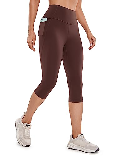Image of CRZ YOGA Womens Butterluxe Workout Capri Leggings with Pockets 17 Inches - High Waisted Crop Gym Yoga Pants Buttery Soft