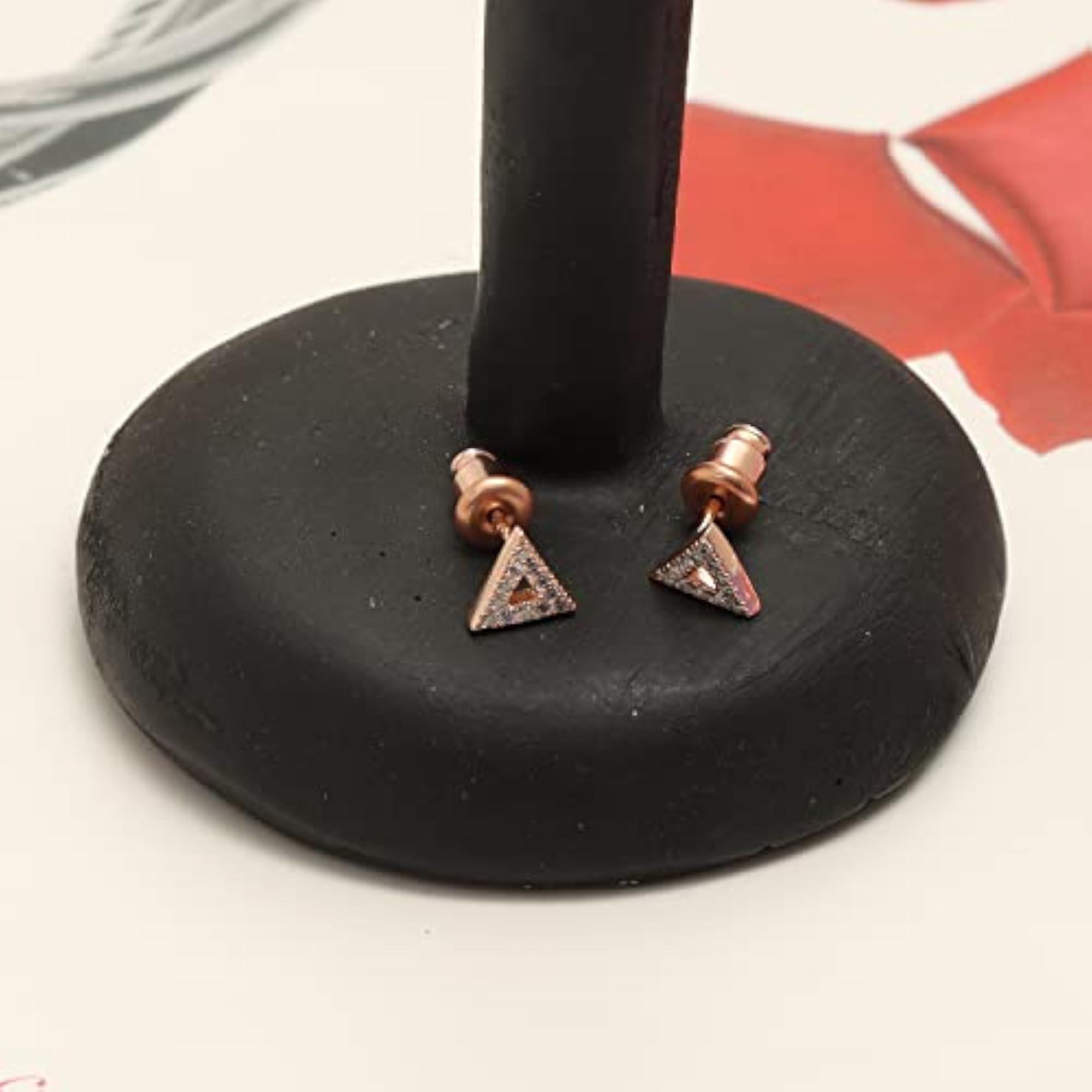 Men's 925 Sterling Silver CZ Delta Stud Earrings, Hallmarked