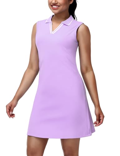 Image of MIER Golf Dresses for Women V Neck Sleeveless Dress with Zip Pocket
