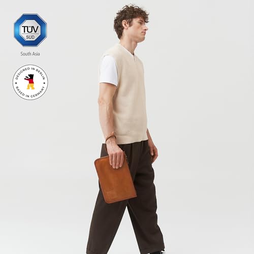 BERLINER BAGS Vintage Genuine Leather Document Organizer Theo M, Passport Holder and Travel Wallet - Brown3