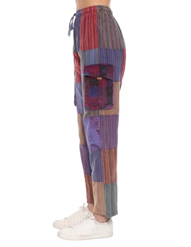 THE COLLECTION ROYAL Unisex Hippie Patchwork Bohemian Casual Rave Festival Harem Drawstring Boho Trouser Pants3