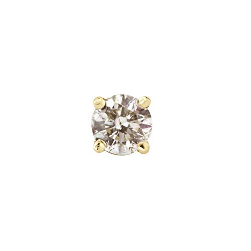18k Gold Round SINGLE Diamond Stud Earring (0.08ct, Good, I2-I3) 4-Prong Basket set with Screw-back Diamond Wish3